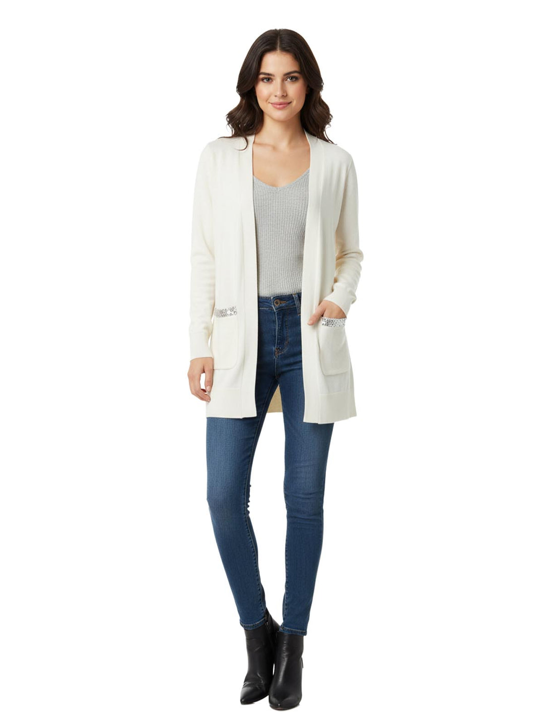 Alfred Dunner Women's Embellished Pocket Cardigan Sweater