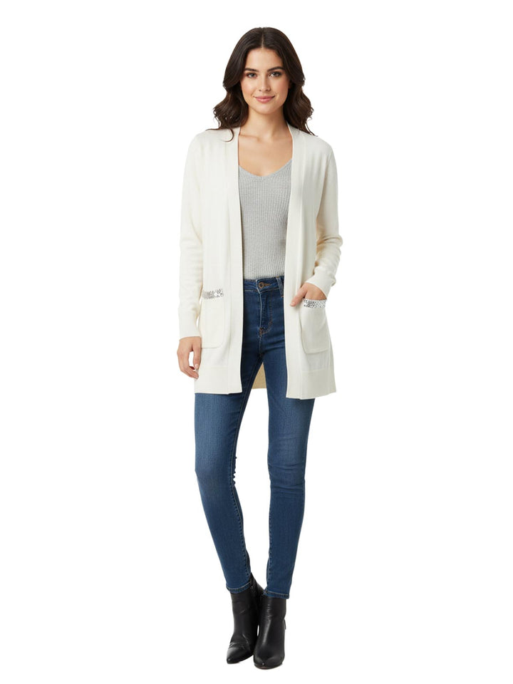 Alfred Dunner Women's Embellished Pocket Cardigan Sweater