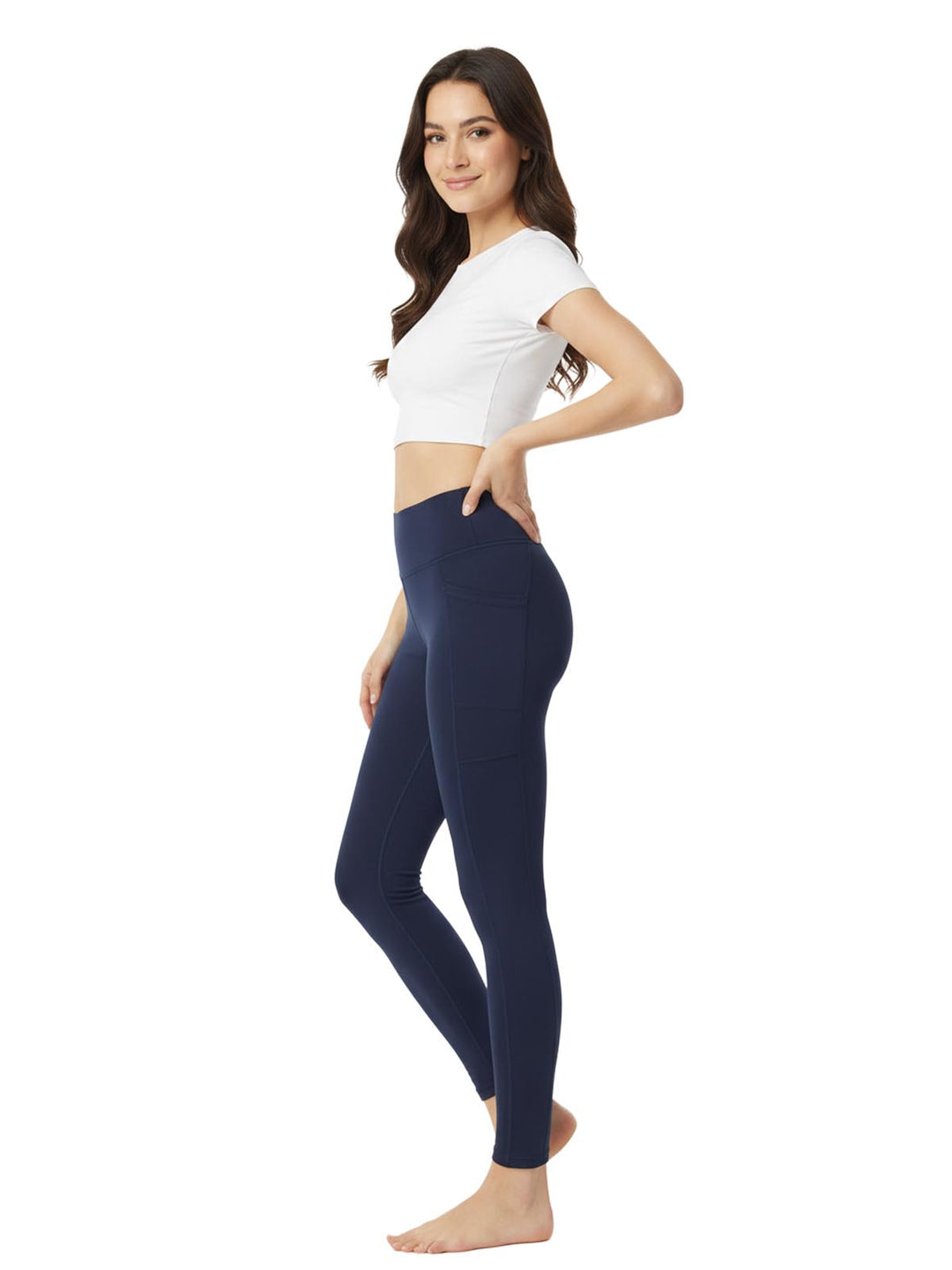 Ododos Women's High Waisted Pocket Yoga Pants Tummy Control Workout Running Leggings