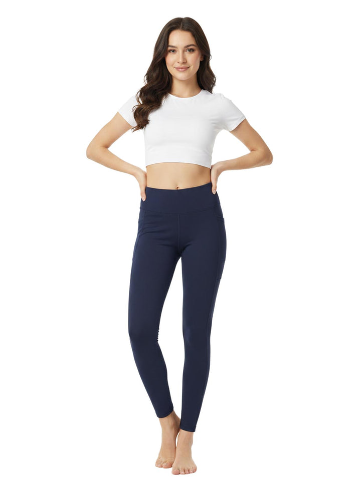 Ododos Women's High Waisted Pocket Yoga Pants Tummy Control Workout Running Leggings