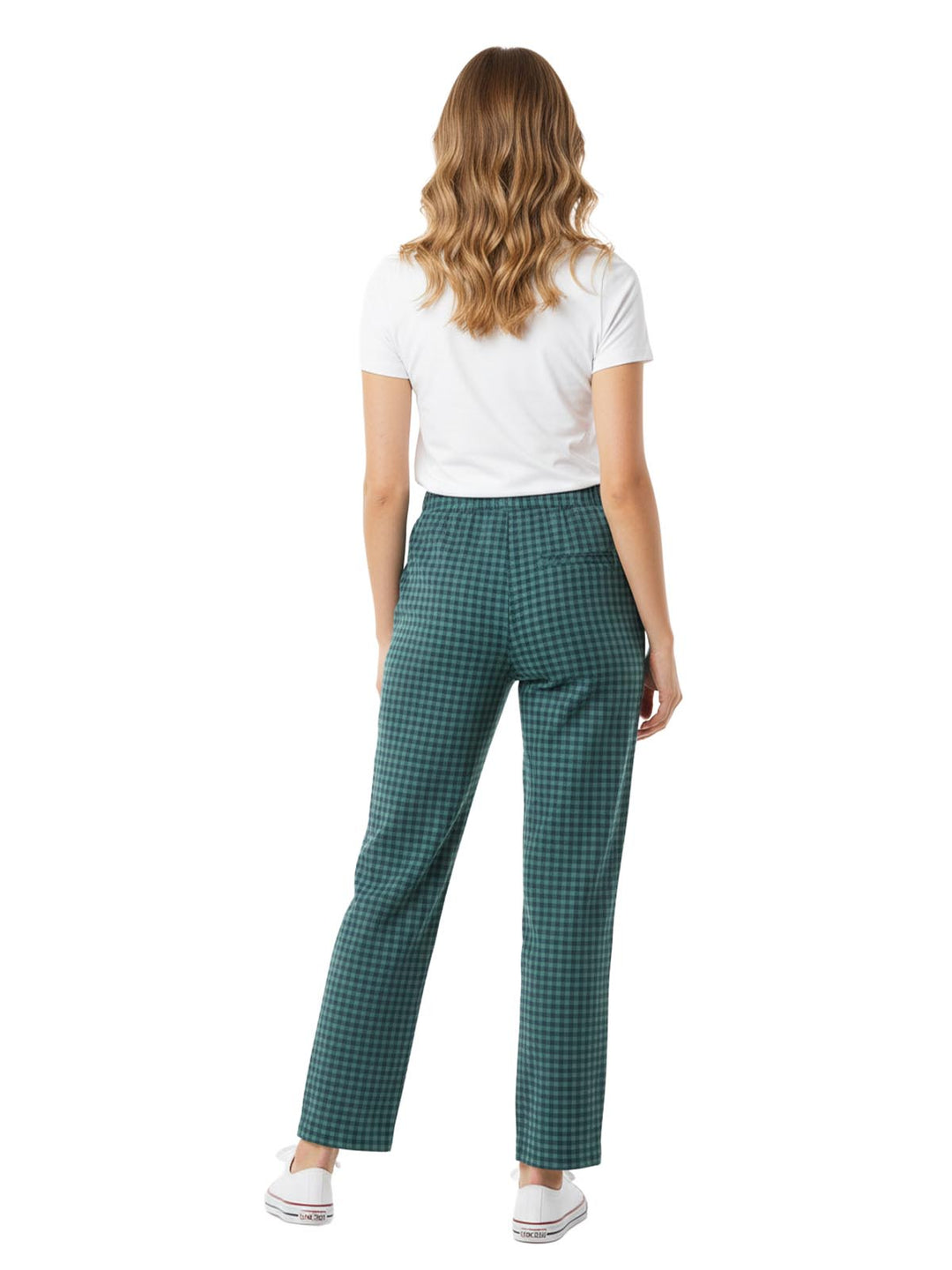Women's Green Gingham High-Waisted Pants
