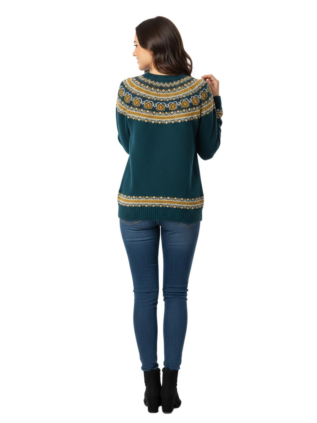 Charter Club Women's Teal Fair Isle Cashmere Sweater