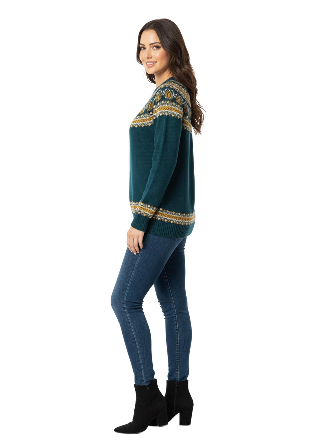 Charter Club Women's Teal Fair Isle Cashmere Sweater