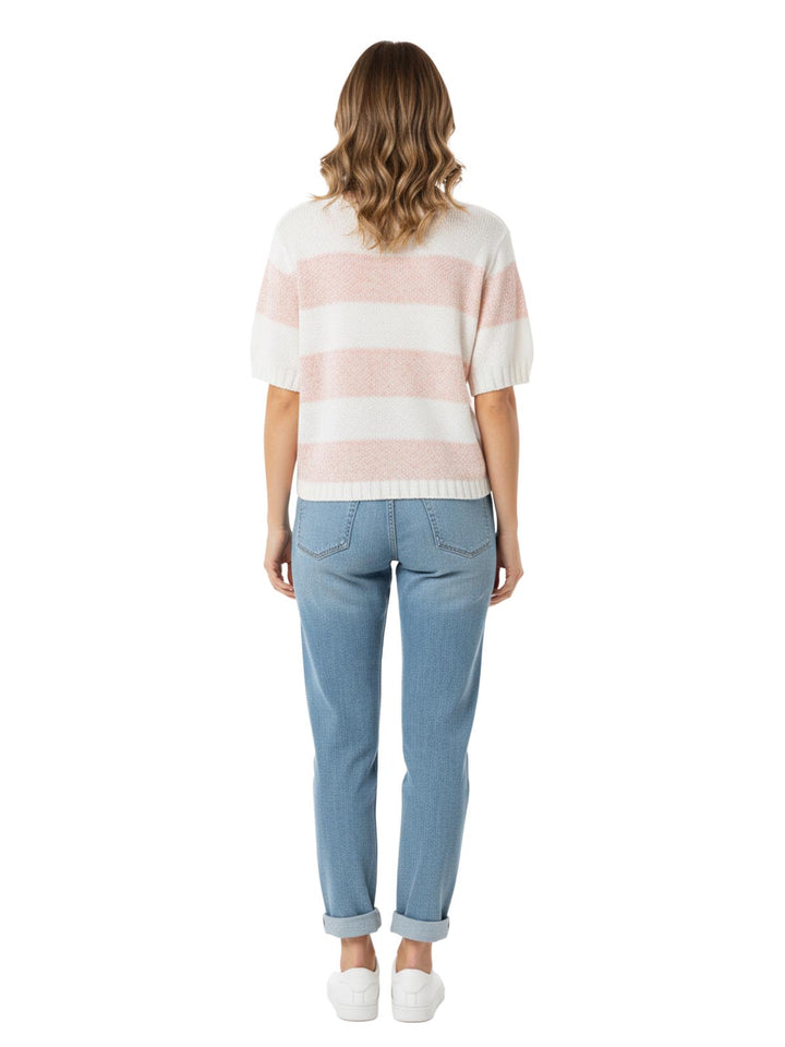 Catherines Women's Striped Short Sleeve Sweater