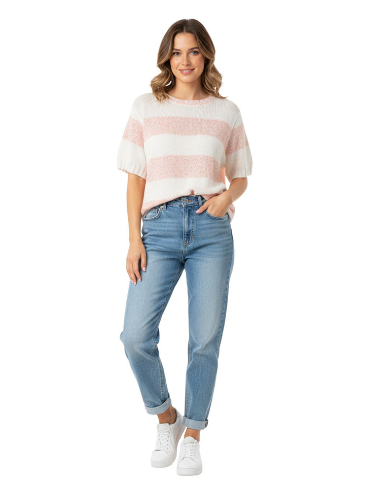 Catherines Women's Striped Short Sleeve Sweater