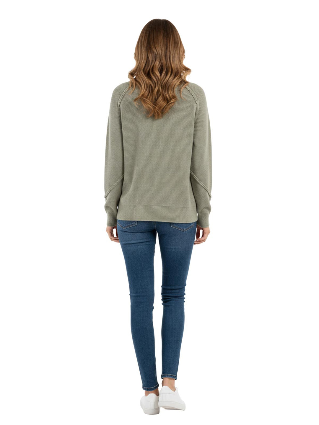 Free People Women's Green Cotton Blend Pullover Sweater