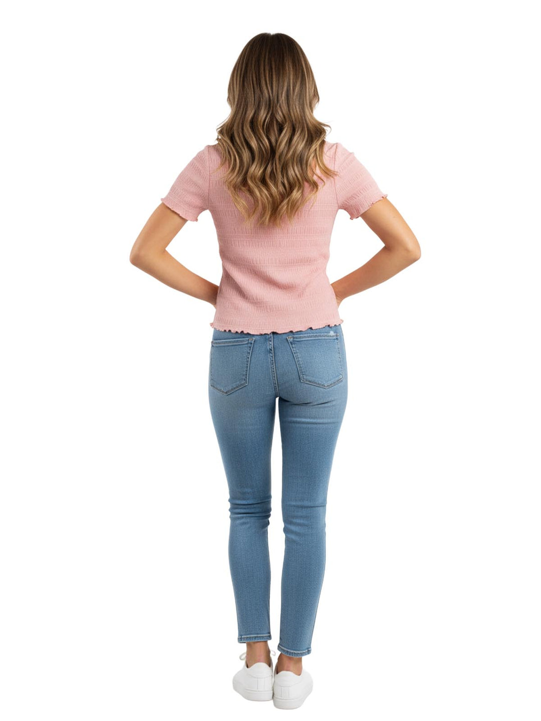 No Boundaries Square Neck Smocked Top - Pink