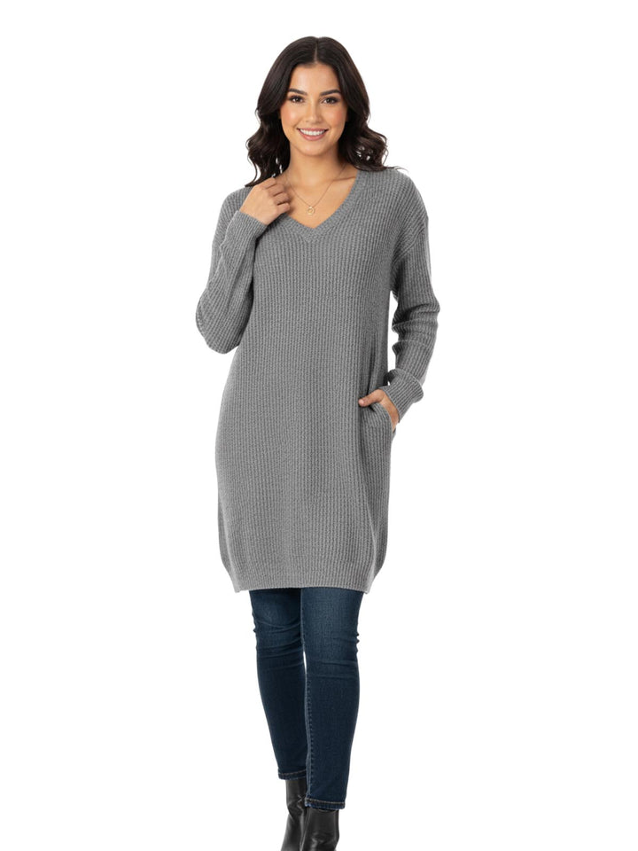 Daily Ritual Women's Cotton Blend V-Neck Sweater Dress