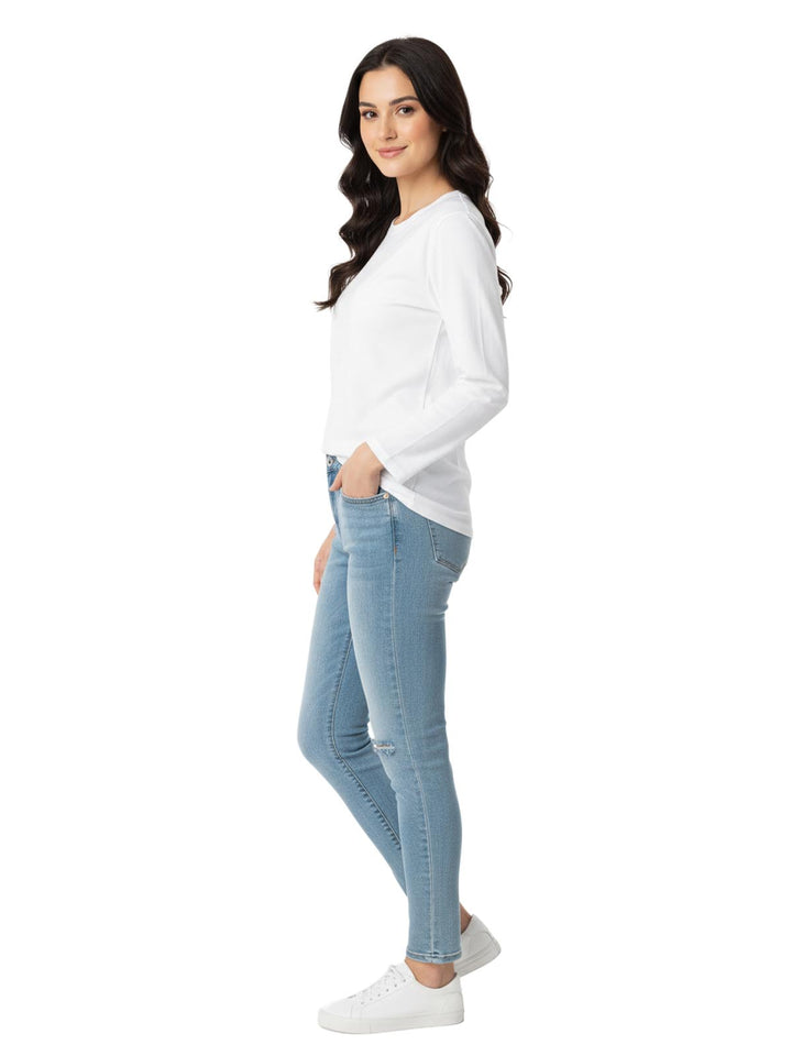 Fruit of the Loom White Cotton Long Sleeve Shirt