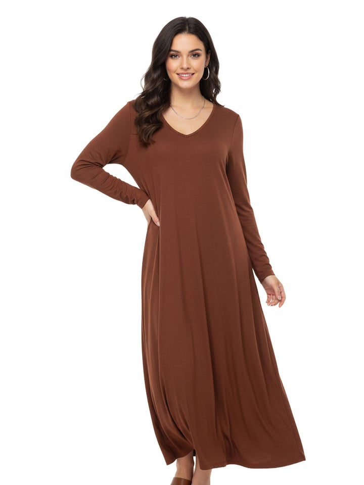 Women's Brown Long Sleeve Dress