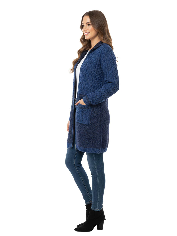 Carraig Donn Women's Blue Wool Cardigan Sweater