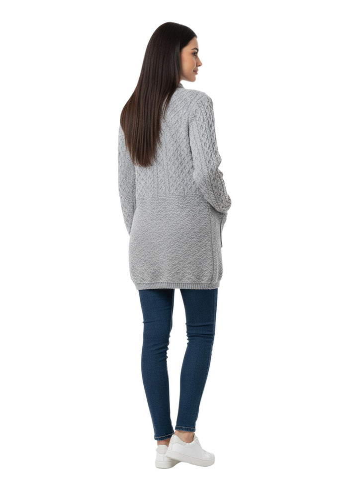 Christopher & Banks Women's Gray Knit Zip Up Sweater
