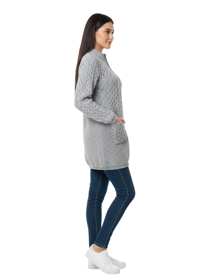 Christopher & Banks Women's Gray Knit Zip Up Sweater