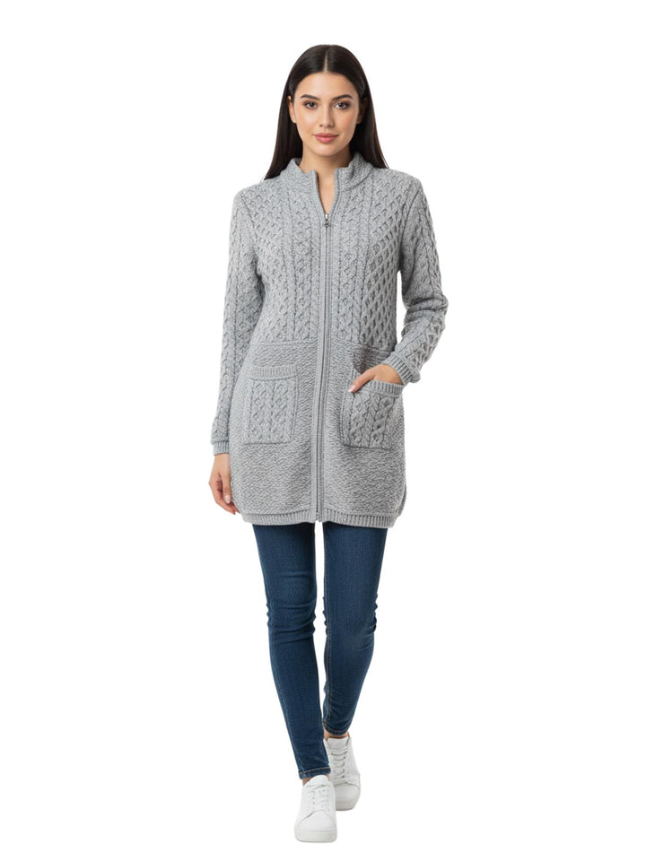 Christopher & Banks Women's Gray Knit Zip Up Sweater