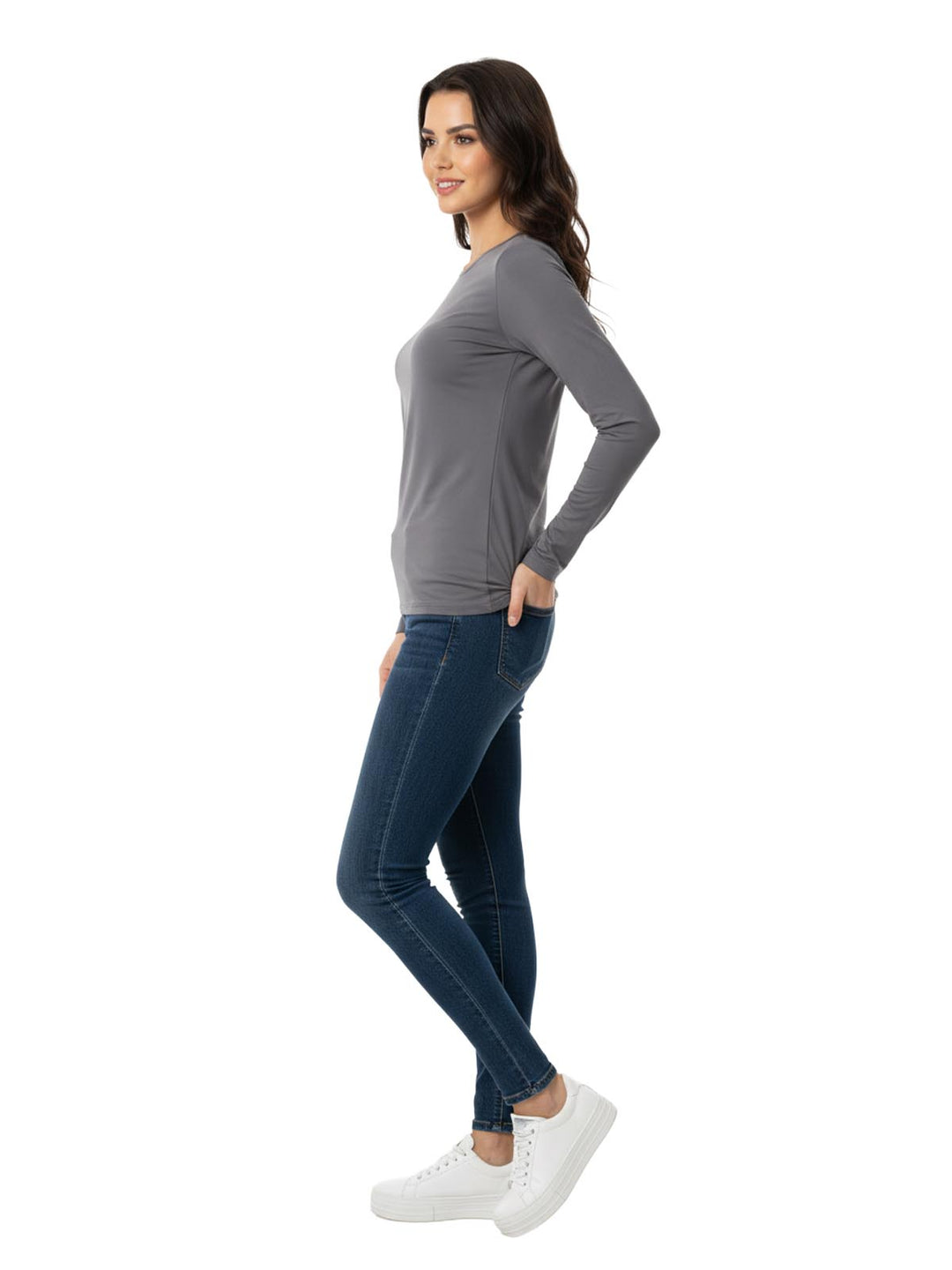 Gray Long Sleeve Top