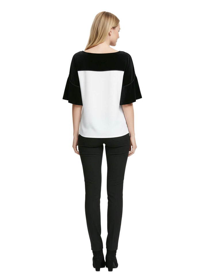 Chelsea & Theodore Women's Velvet Trim Blouse