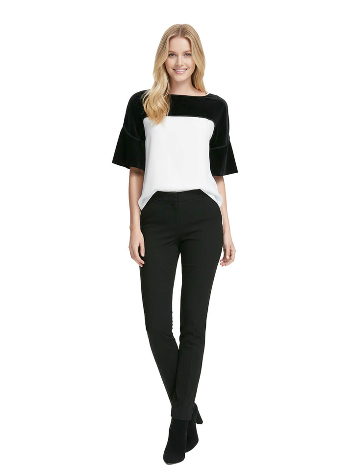Chelsea & Theodore Women's Velvet Trim Blouse