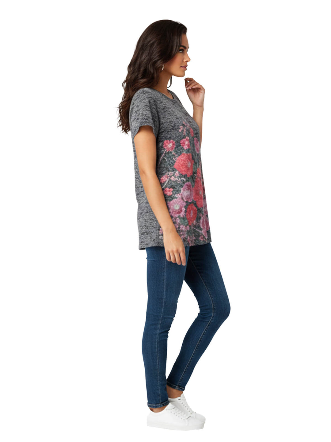INC International Concepts Gray Velvet Floral Blouse