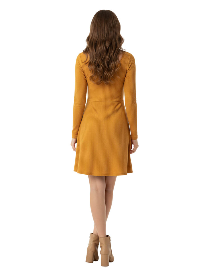 Wild Fable Yellow Rayon Long Sleeve Mini Dress