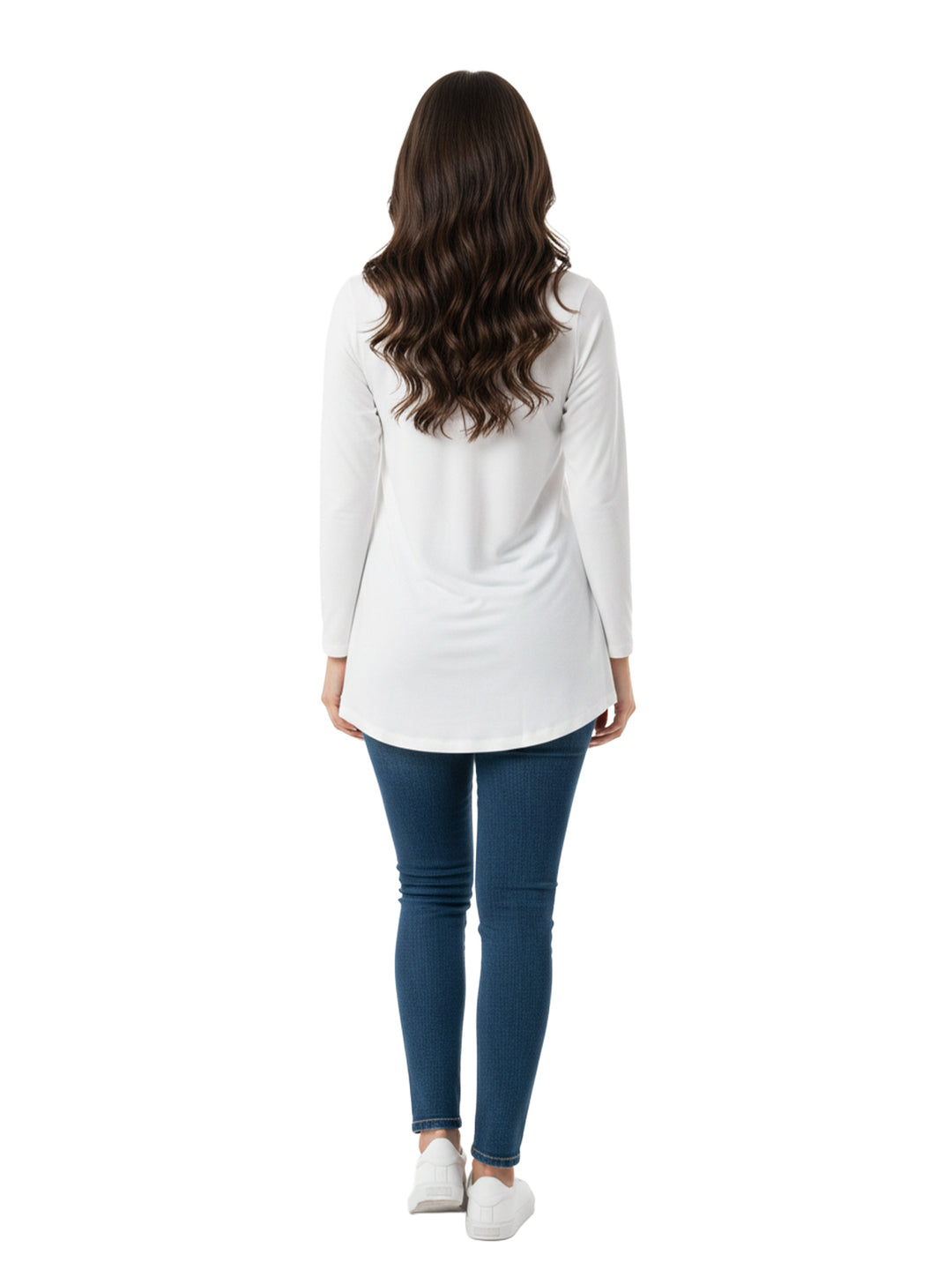 M White Long Sleeve Mock Neck Top