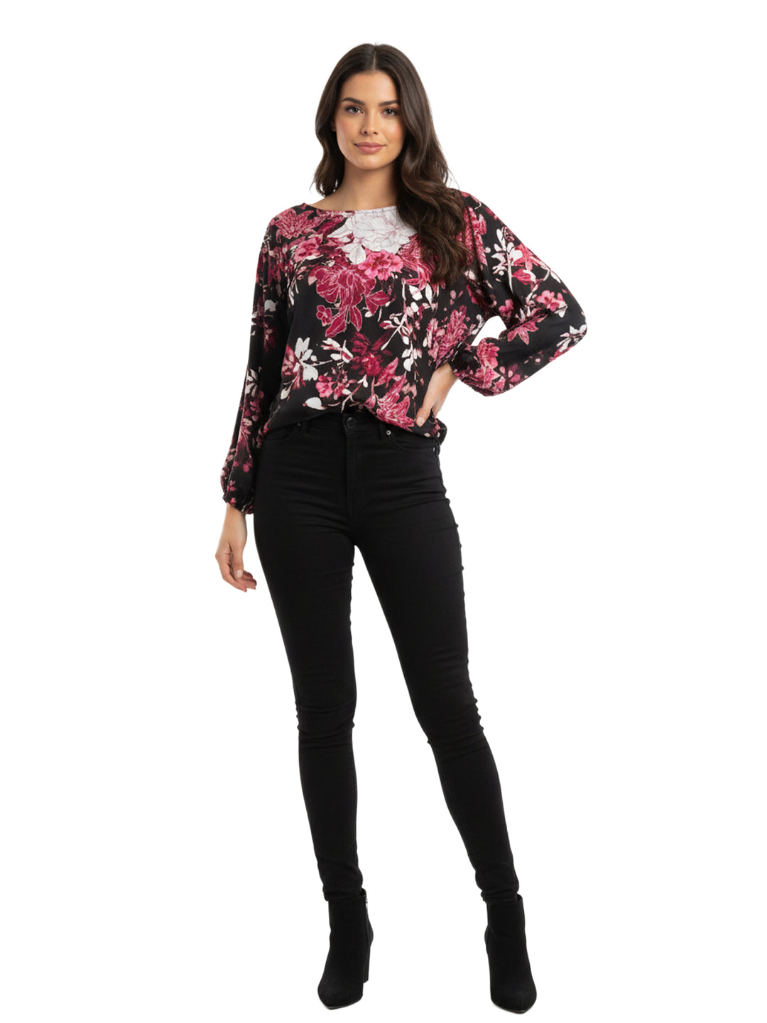 Apt. 9 Women's Floral Print Long Sleeve Blouse