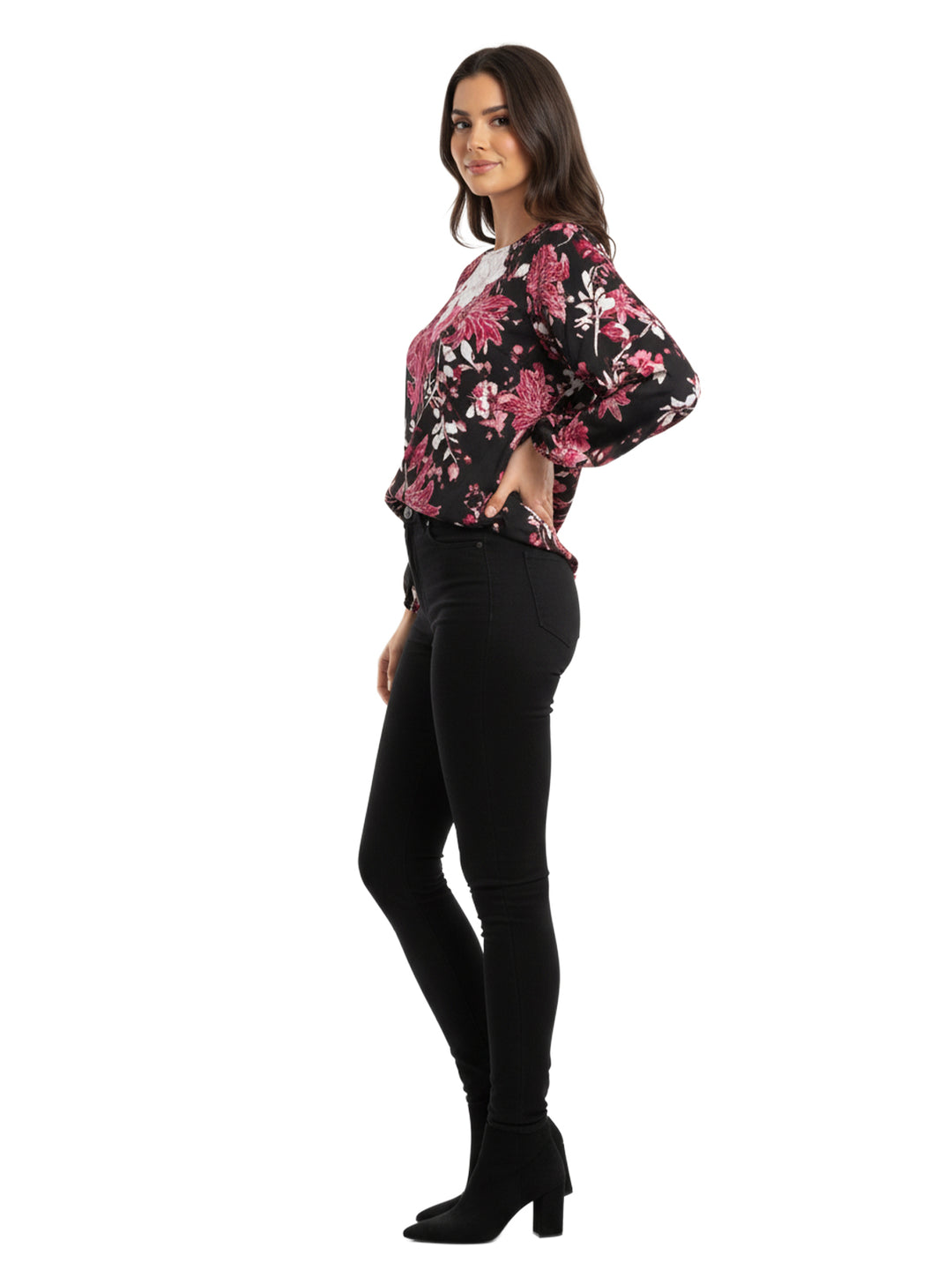 Apt. 9 Women's Floral Print Long Sleeve Blouse