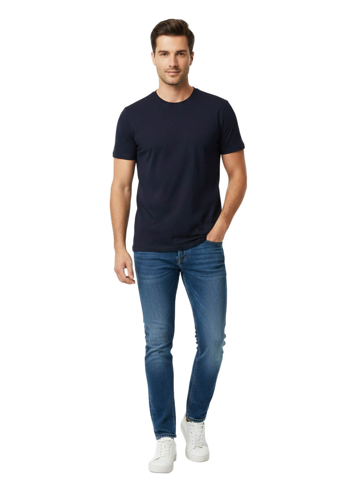 Alfani Men's Navy Blue Cotton Crew Neck T-Shirt
