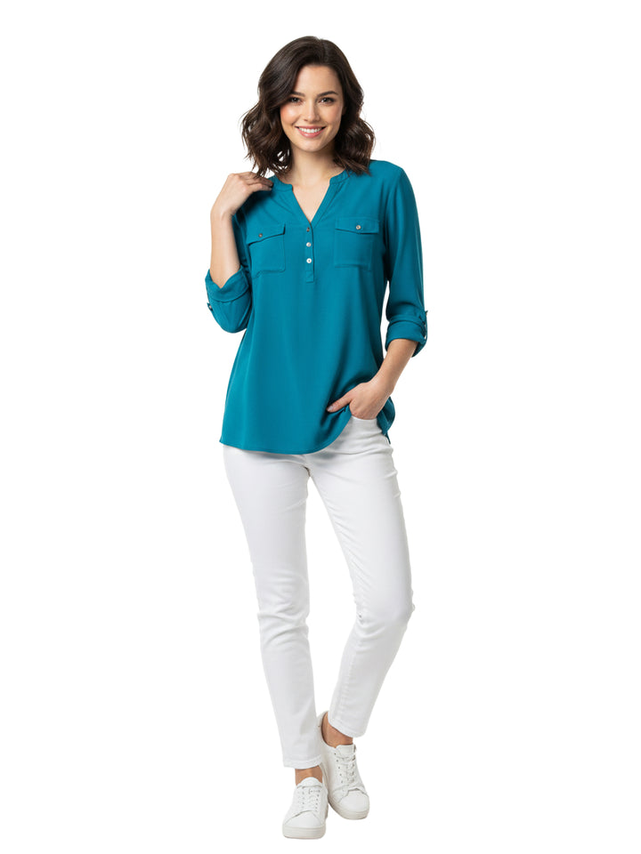 Tommy Hilfiger Teal Long Sleeve Blouse