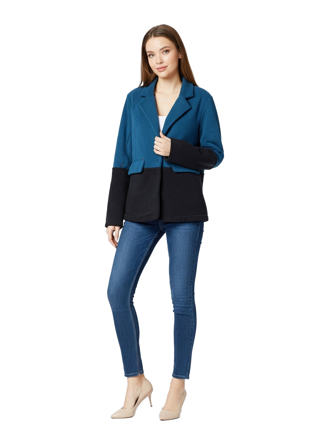 Lands' End Women's Two-Tone Fleece Blazer