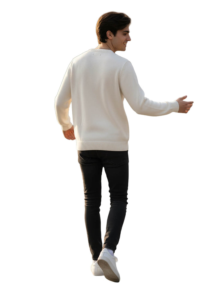 VICTORY Ivory V-Neck Sweater