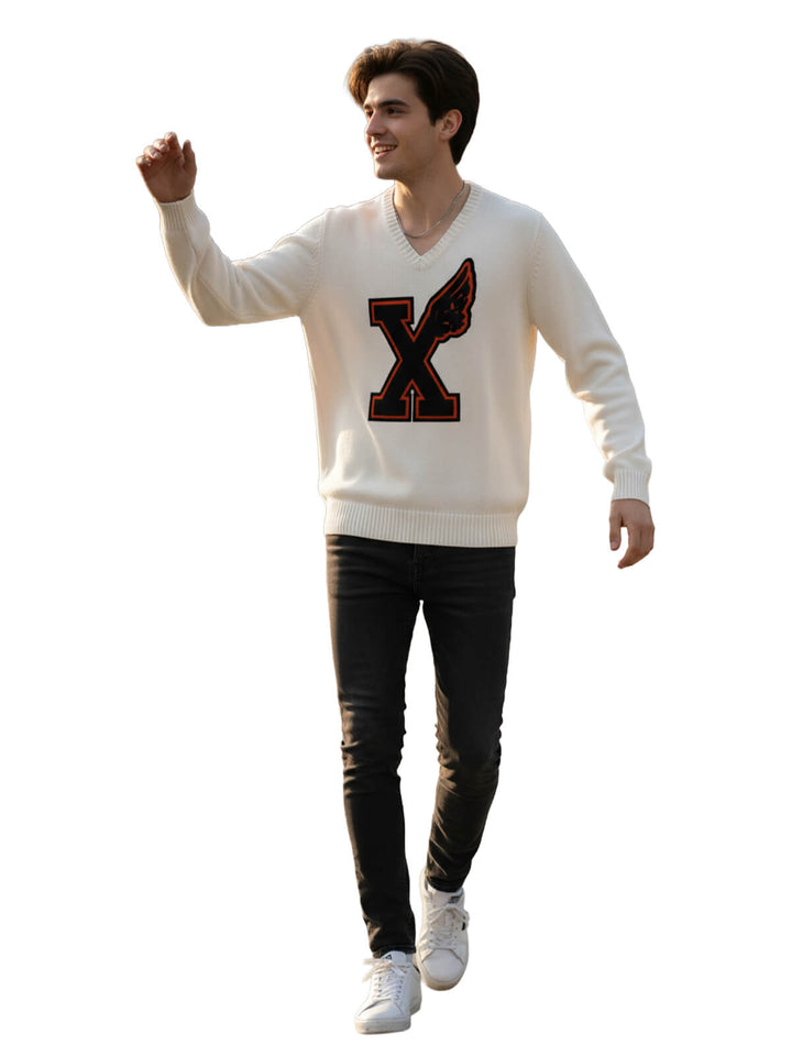 VICTORY Ivory V-Neck Sweater