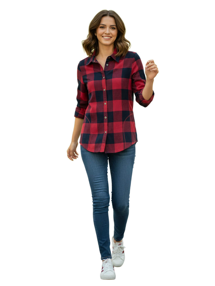 ORVIS Women's Red Buffalo Plaid Long Sleeve Shirt